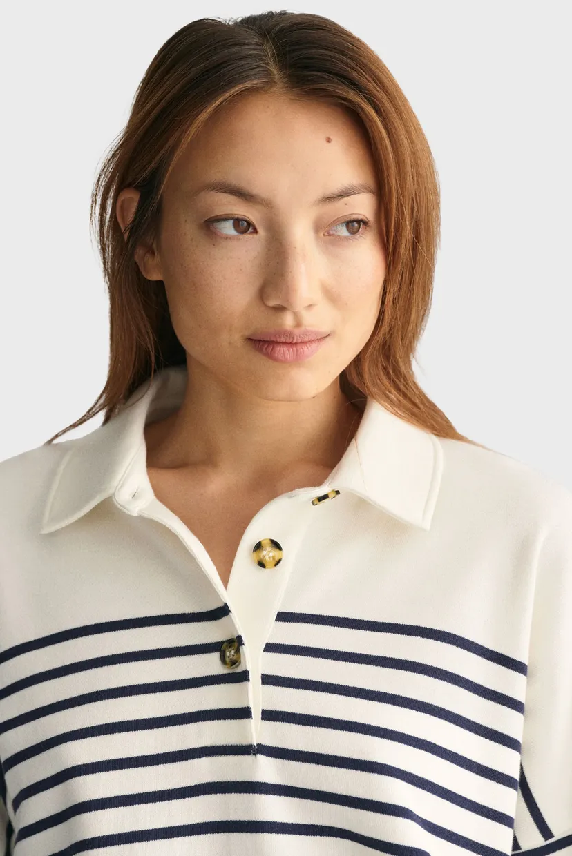 Женское белое поло в полоску OS BRETON STRIPE RUGGER 3