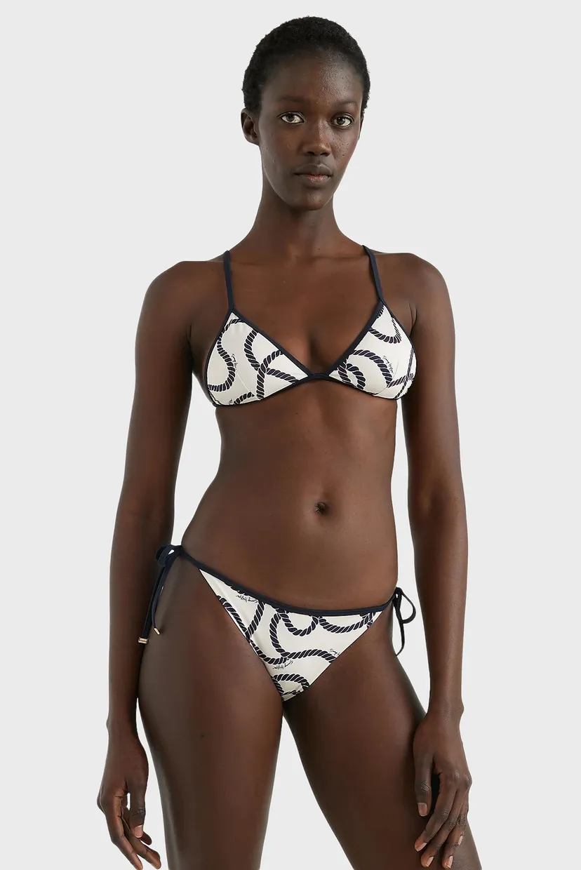 Жіночі білі трусики від купальника з візерунком STRING SIDE TIE PRINT 4