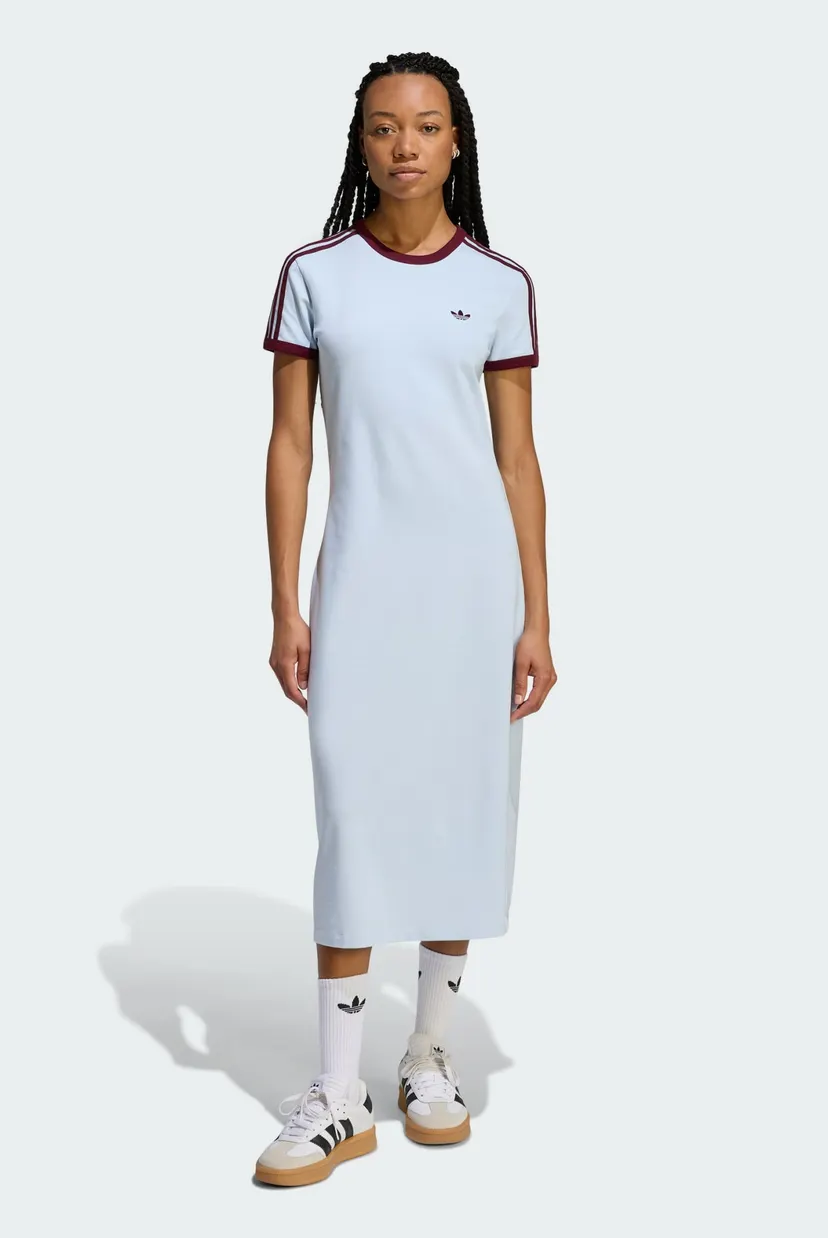 Женское голубое платье Slim 3-Stripes adidas KD3694 — MD-Fashion