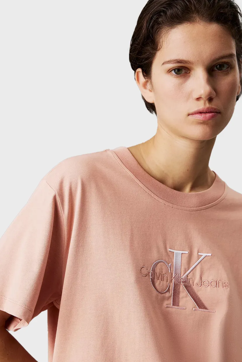 Жіноча персикова футболка EMBROIDERED MONOLOGO TEE 4