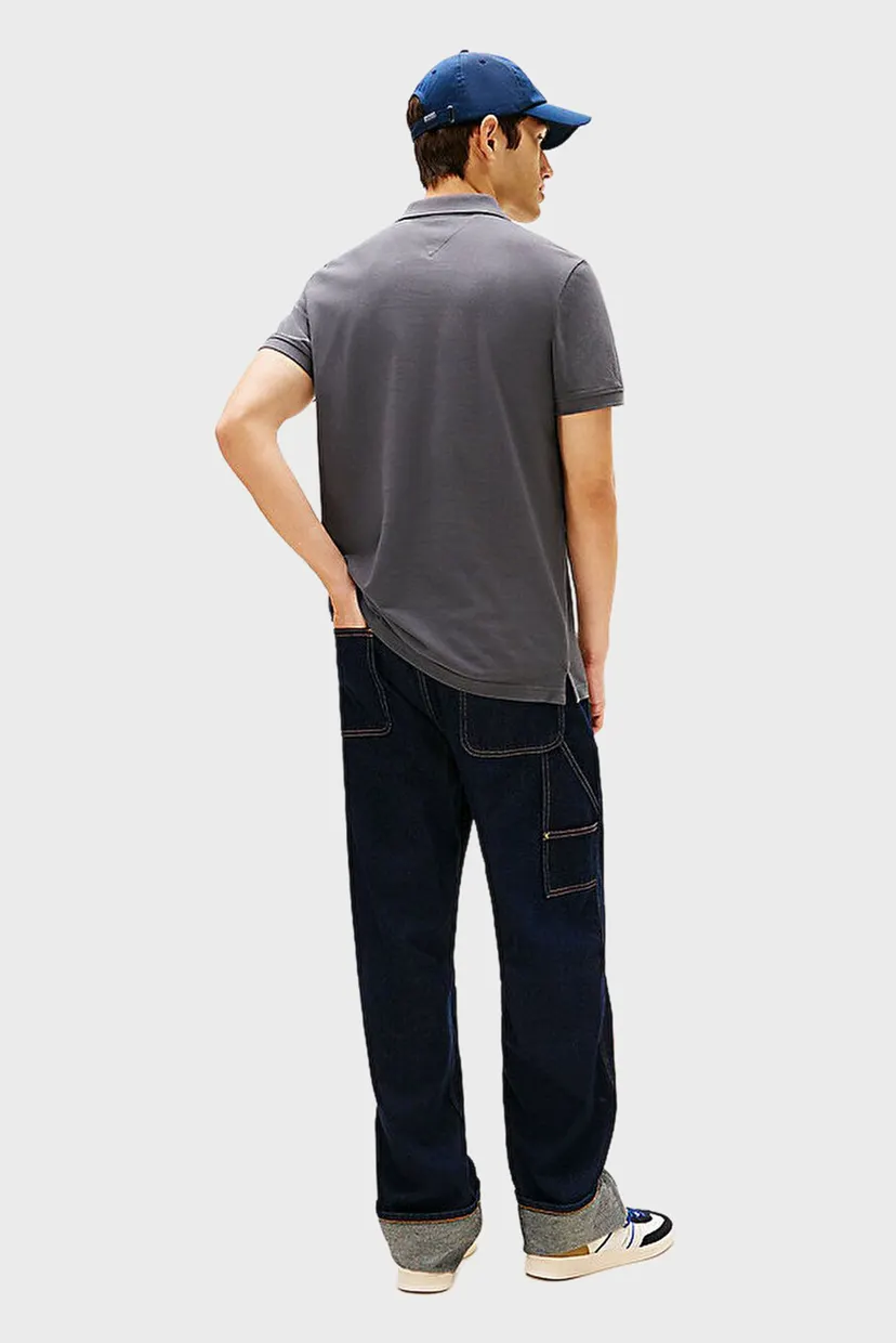 Чоловіче сіре поло SLIM PLACKET 3