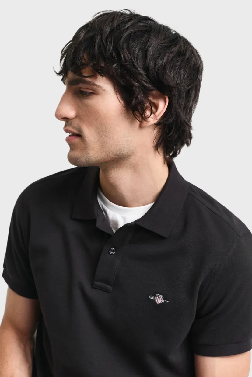 Мужское черное поло SLIM SHIELD SS PIQUE POLO 4