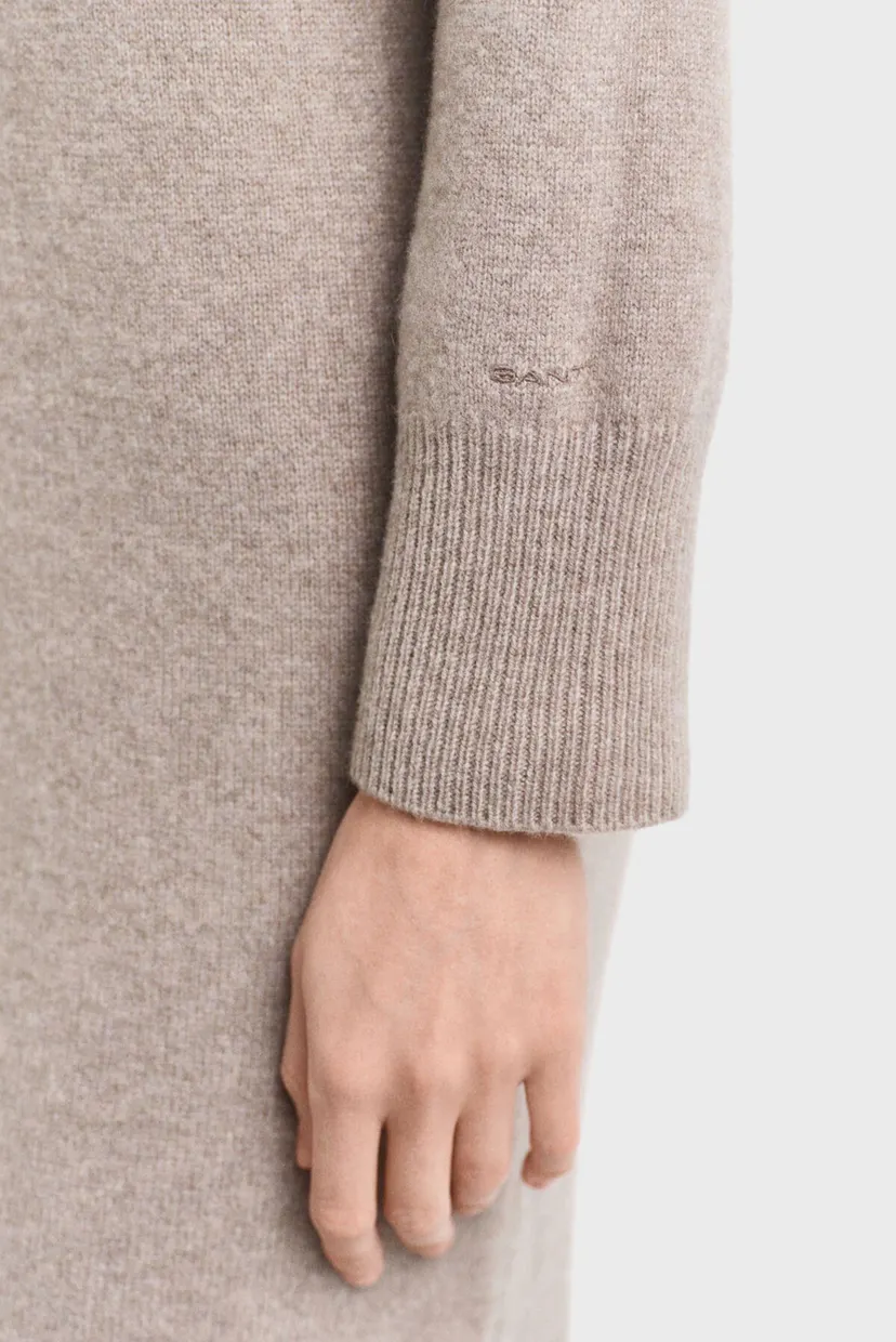 Женское бежевое шерстяное платье HERRINGBONE DETAIL ROLLNECK DRESS 6