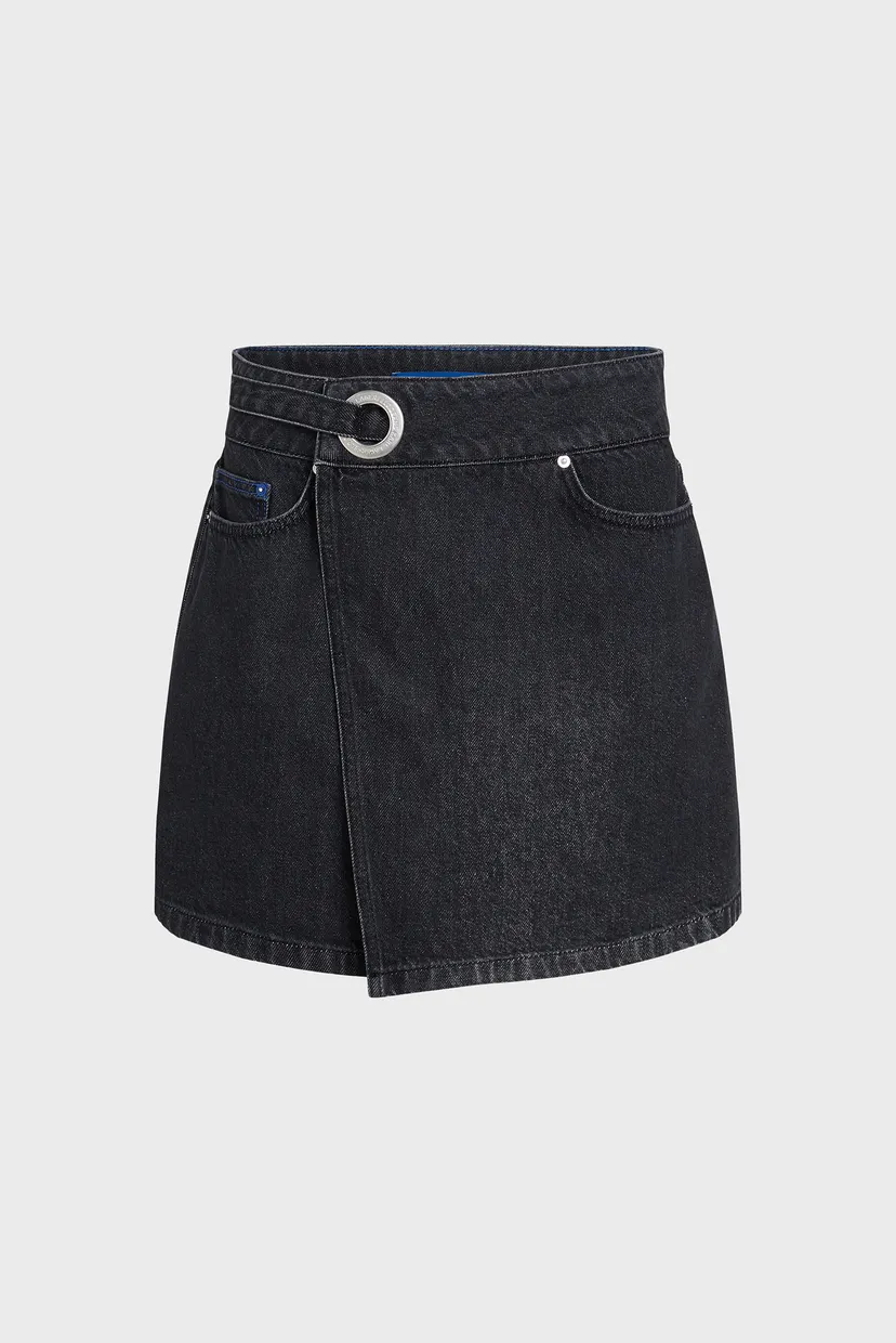Женская черная джинсовая юбка eyelet denim 5