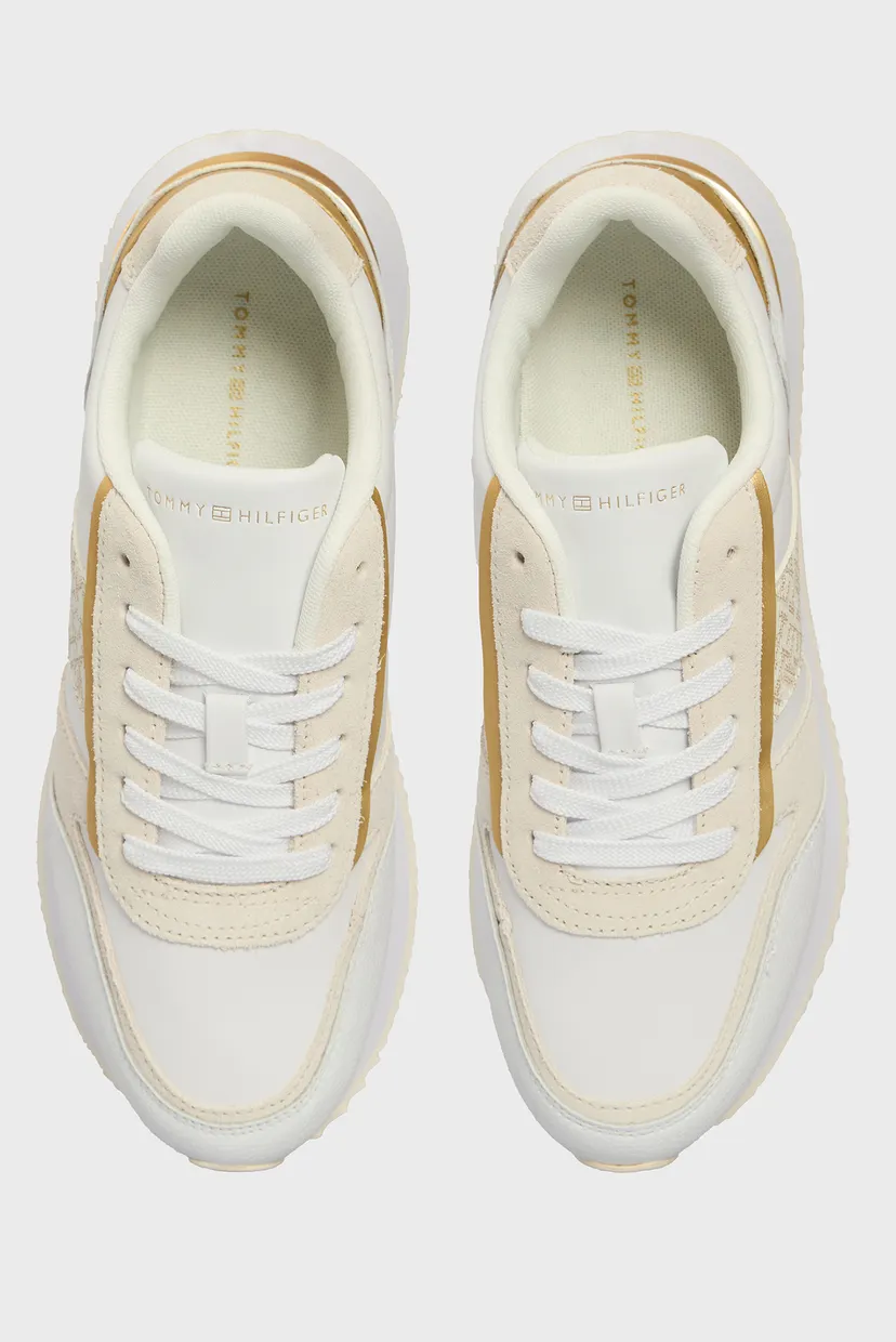 Жіночі білі шкіряні кросівки LUX MONOGRAM RUNNER 4