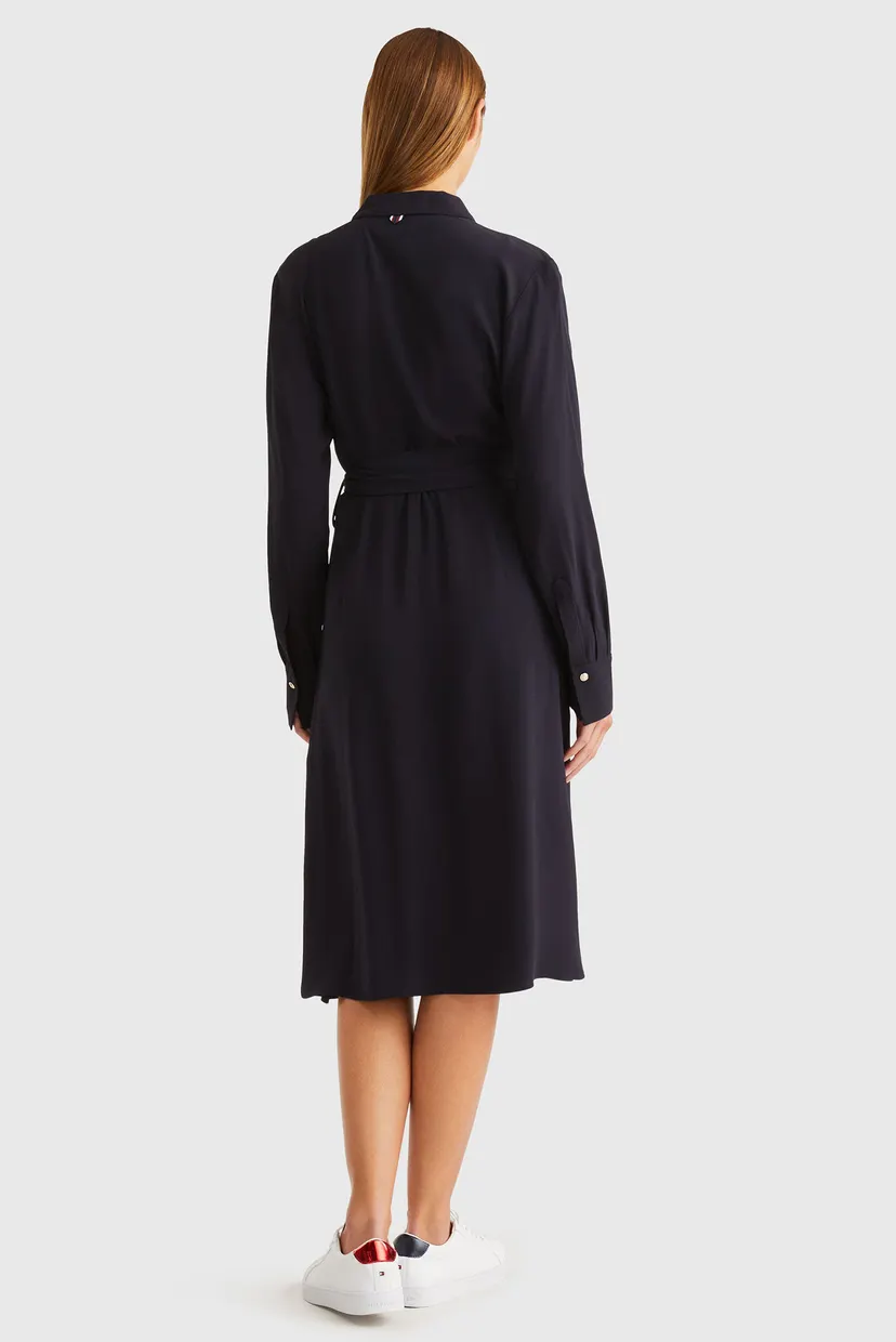Жіноча темно-синя сукня CREPE KNEE SHIRT DRESS LS 3