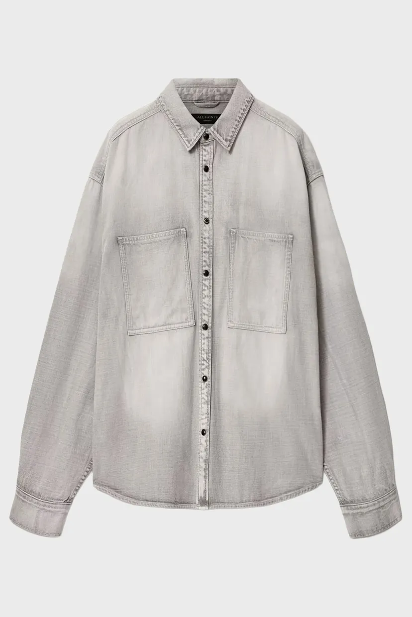 Мужская серая джинсовая рубашка AL DENIM 4