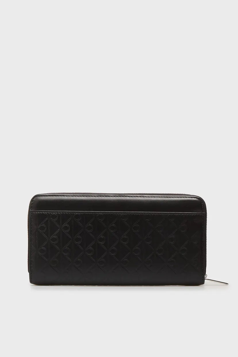 Жіночий чорний шкіряний гаманець EMBOSSED 4