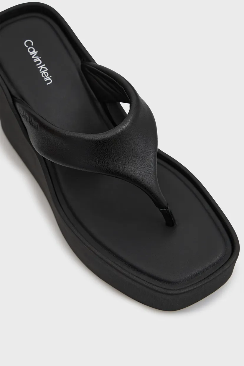 Жіночі чорні шкіряні мюлі WEDGE 70 THONG 4