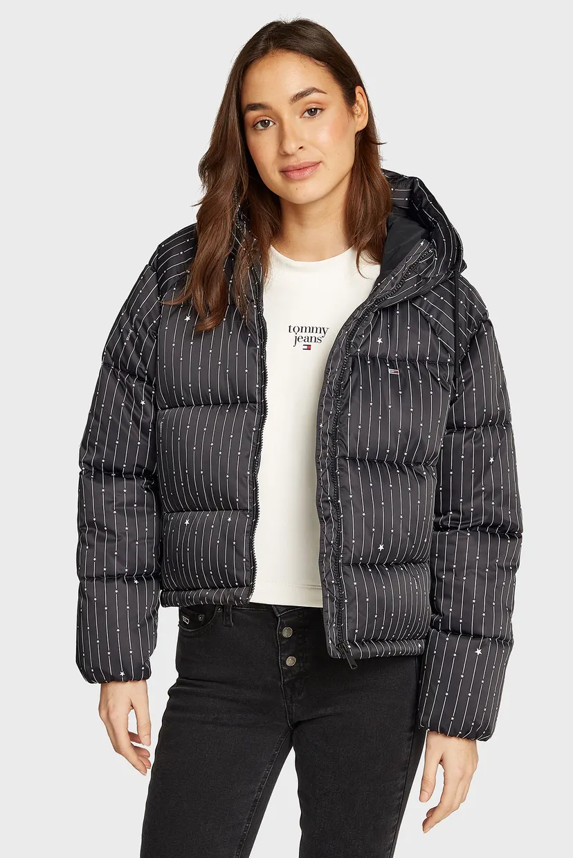 Женская черная куртка в полоску TJW VAIL STARDUST PUFFER Tommy
