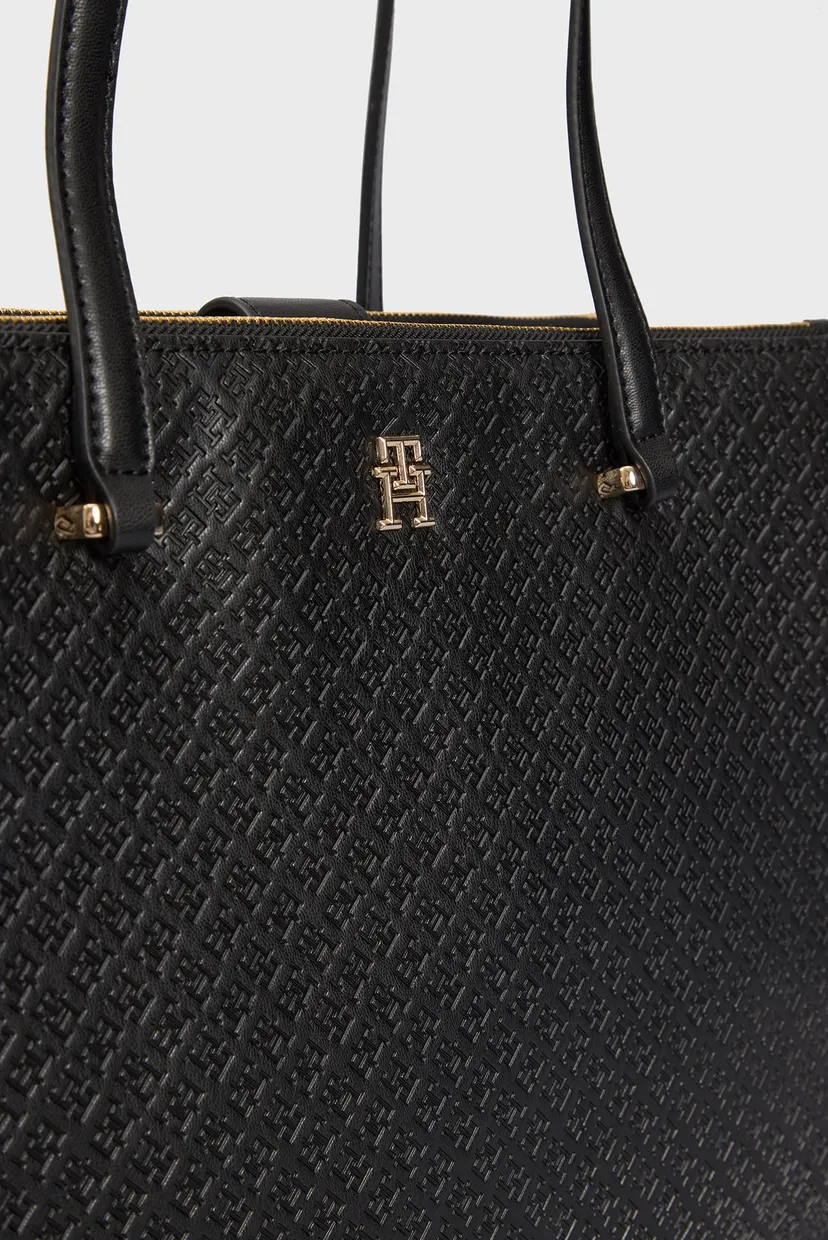 Женская черная сумка с узором TH ETERNITY TOTE MONO 6