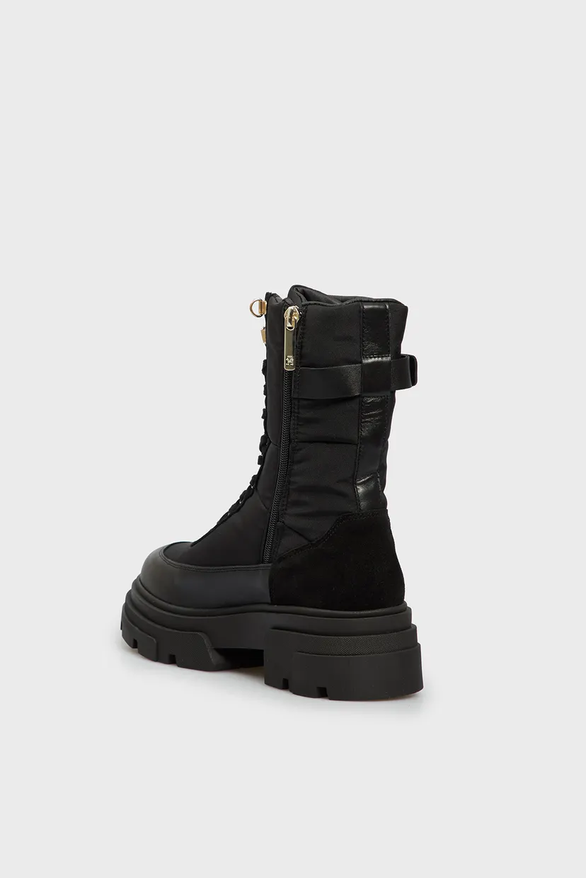 Женские черные ботинки BIKER LEATHER MIX LACE-UP 5