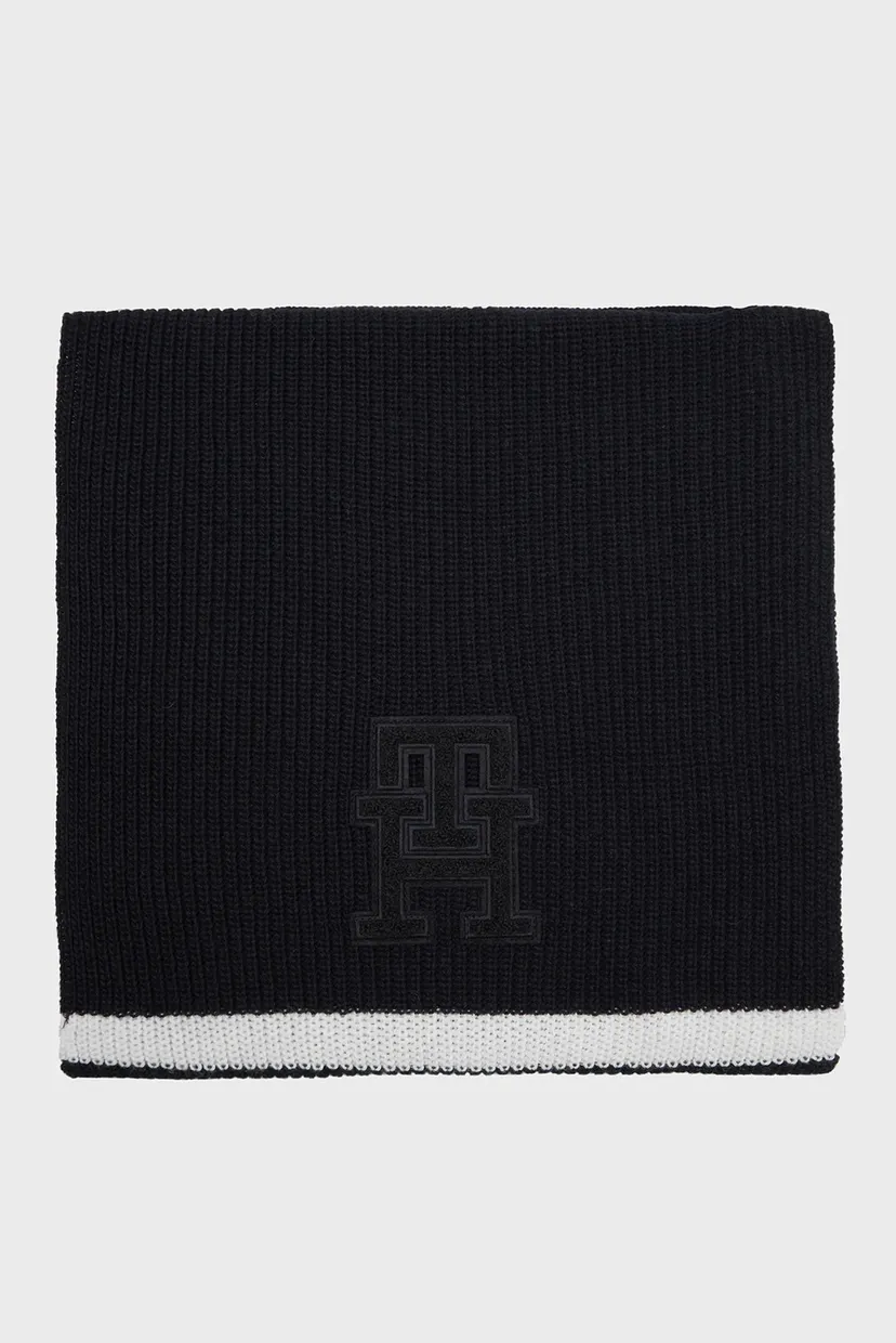 Мужской темно-синий шарф TH MONOGRAM SCARF 4