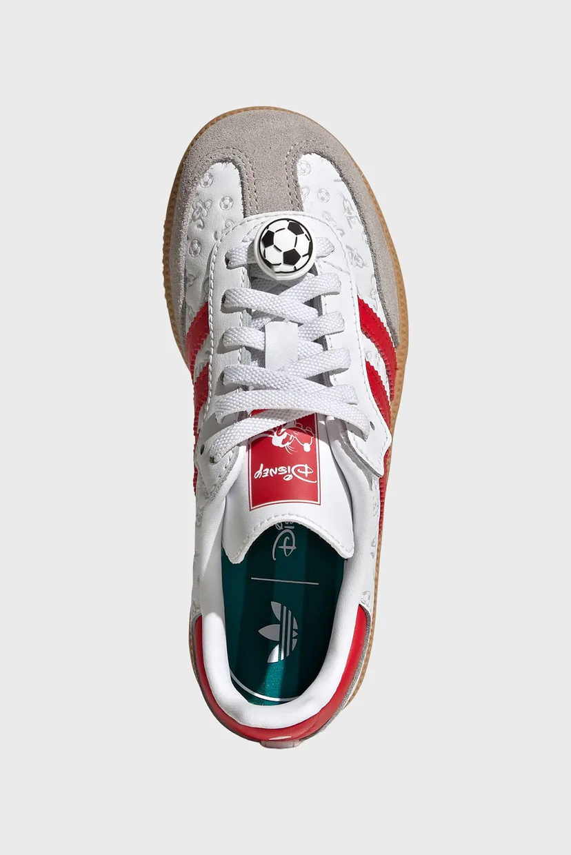 Детские белые кожаные сникерсы ADIDAS DISNEY SAMBA OG COMFORT CLOSURE ELASTIC LACE 4