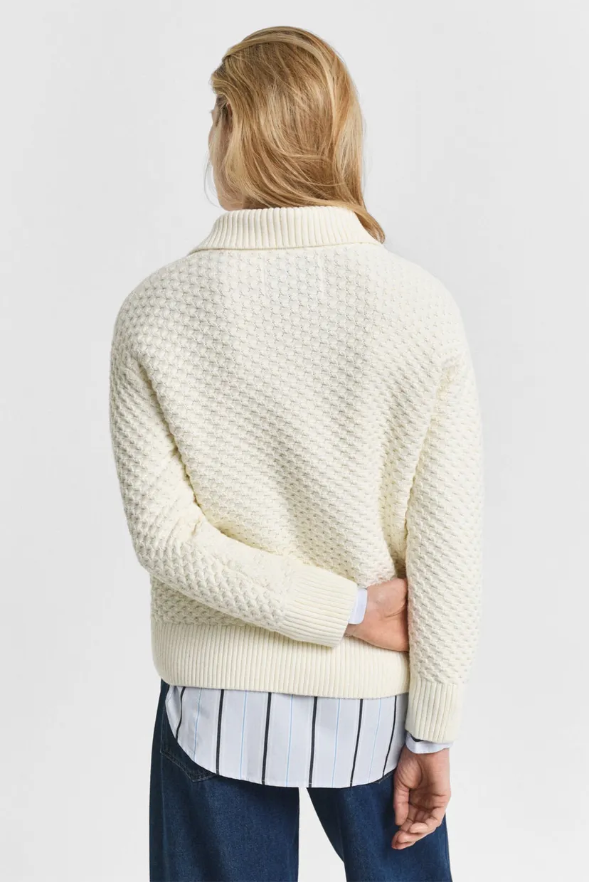 Женская белая кофта COTTON TEXTURE HALF ZIP 3