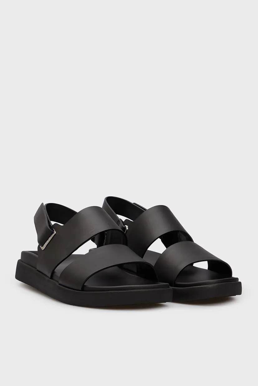 Женские черные кожаные сандалии FLAT SANDAL EYELET 3