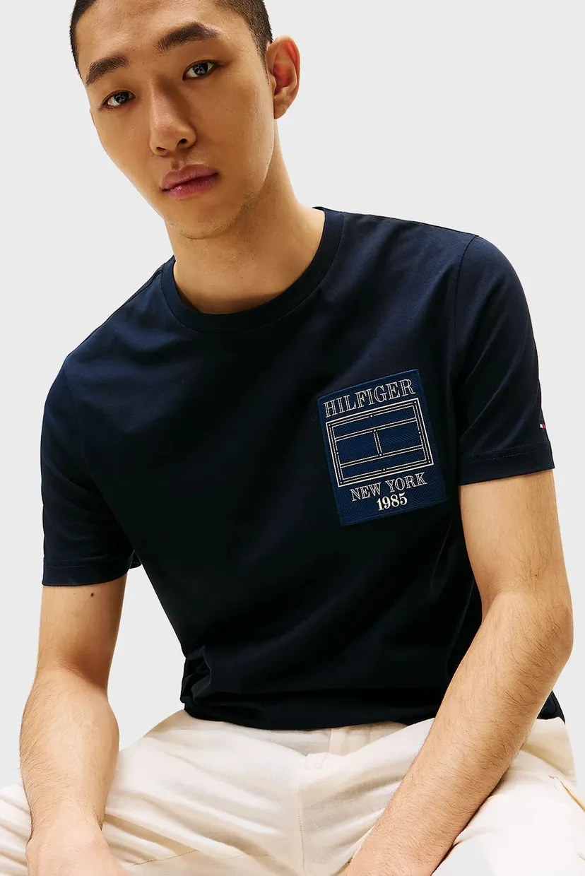 Чоловіча темно-синя футболка HILFIGER OUTLINE FLAG 4