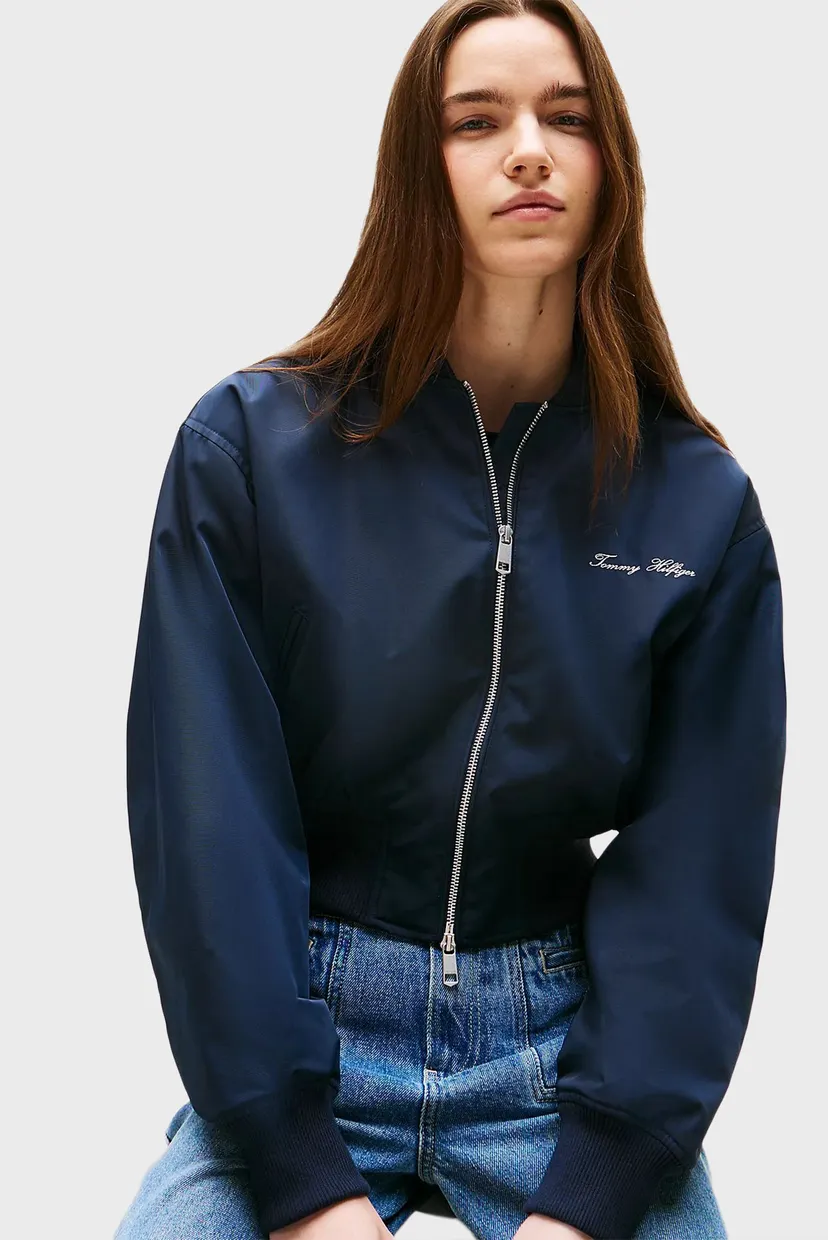 Женский синий бомбер NYLON REG CROPPED 4