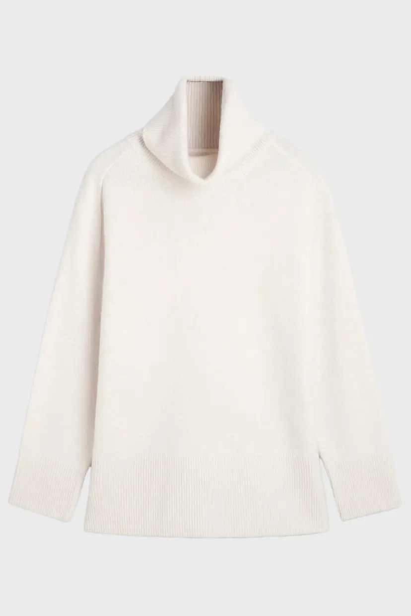 Женский белый шерстяной свитер HERRINGBONE DETAIL ROLLNECK 6