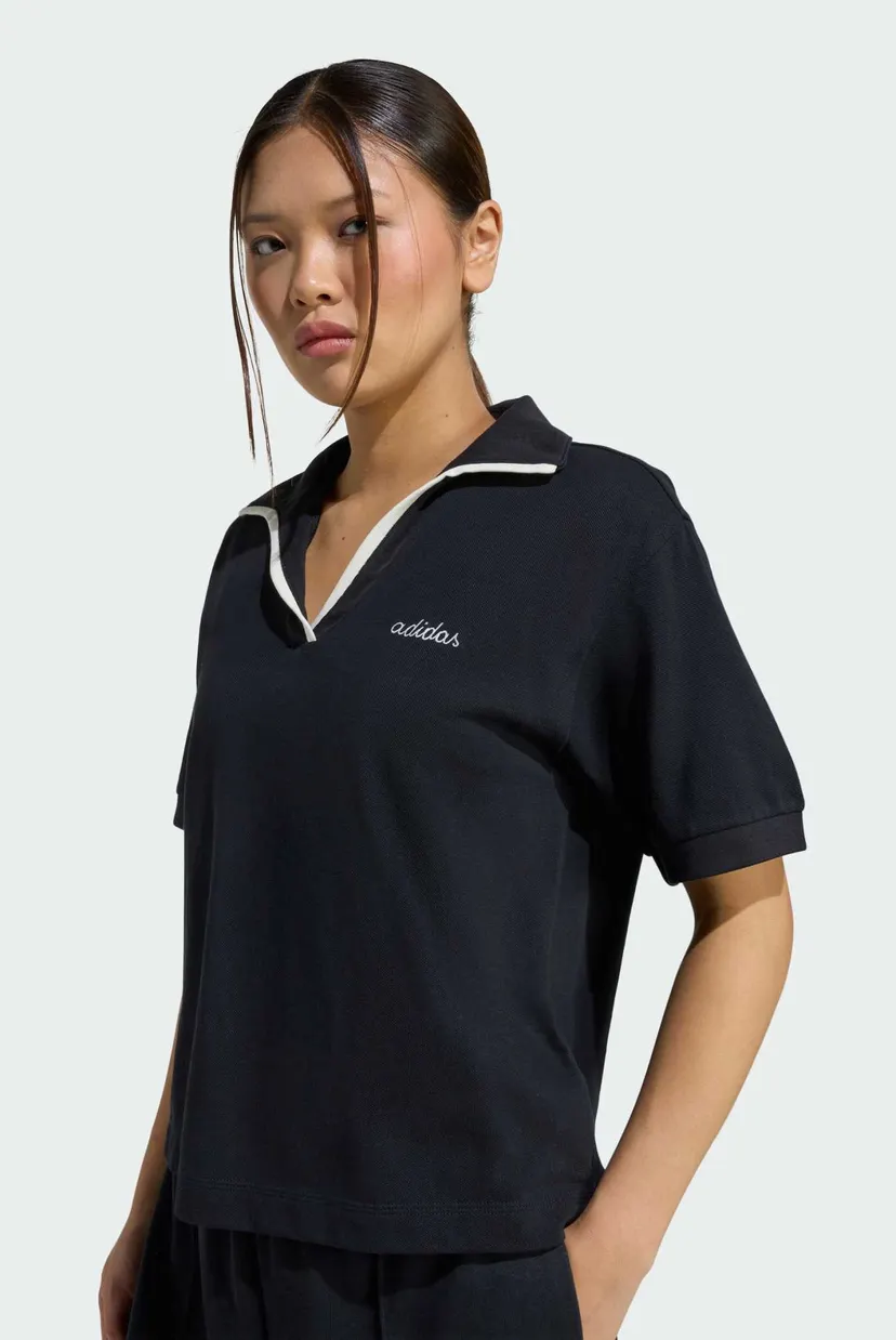 Жіноче чорне поло Seasonal Essentials Colorpop with Embroidered Graphic 4