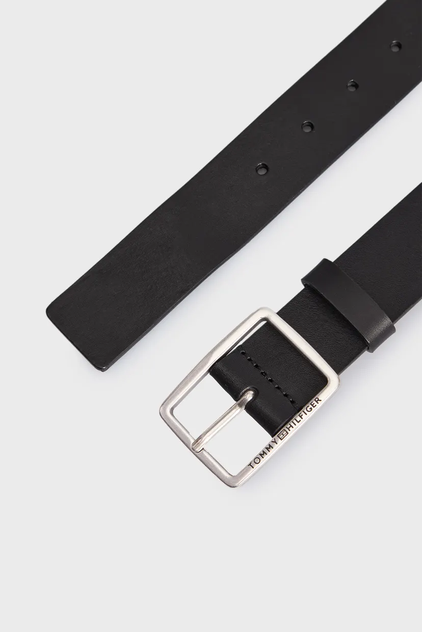 Мужской черный кожаный ремень JEANS BUCKLE 3.5 3