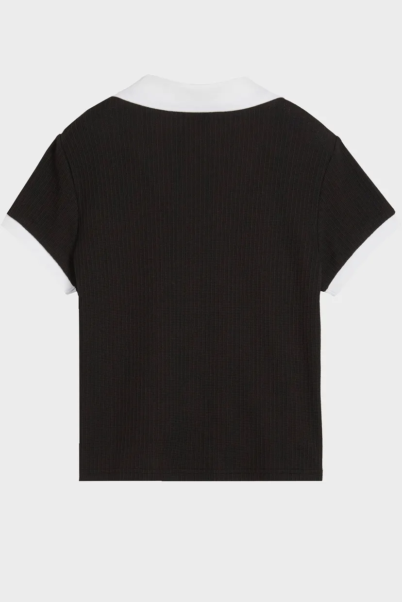 Жіноче чорне поло Wardrobe Essentials Polo Women 5