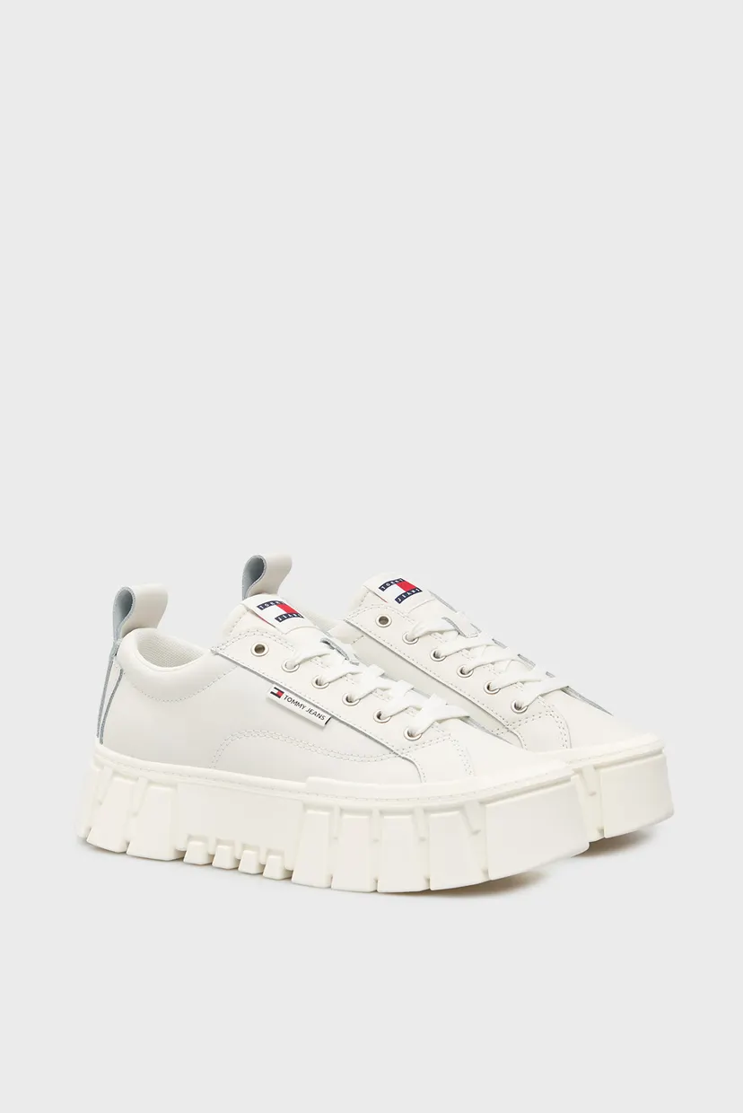 Женские белые кожаные сникерсы VULC FLATFORM 3