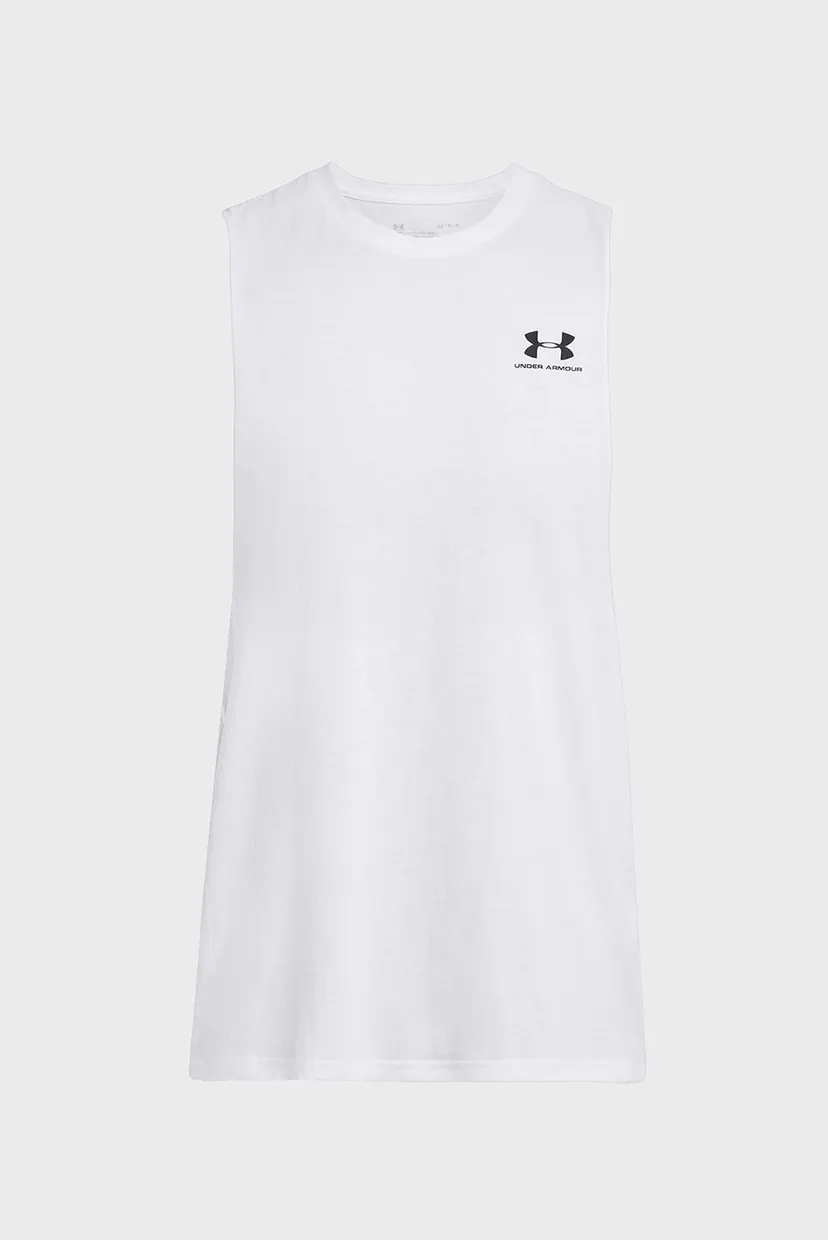 Чоловіча біла майка UA LEFT CHEST CUT OFF TANK 5