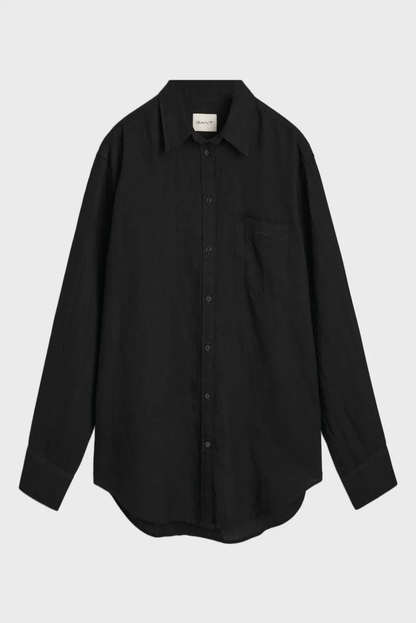 Жіноча чорна лляна сорочка REL LINEN SHIRT 7