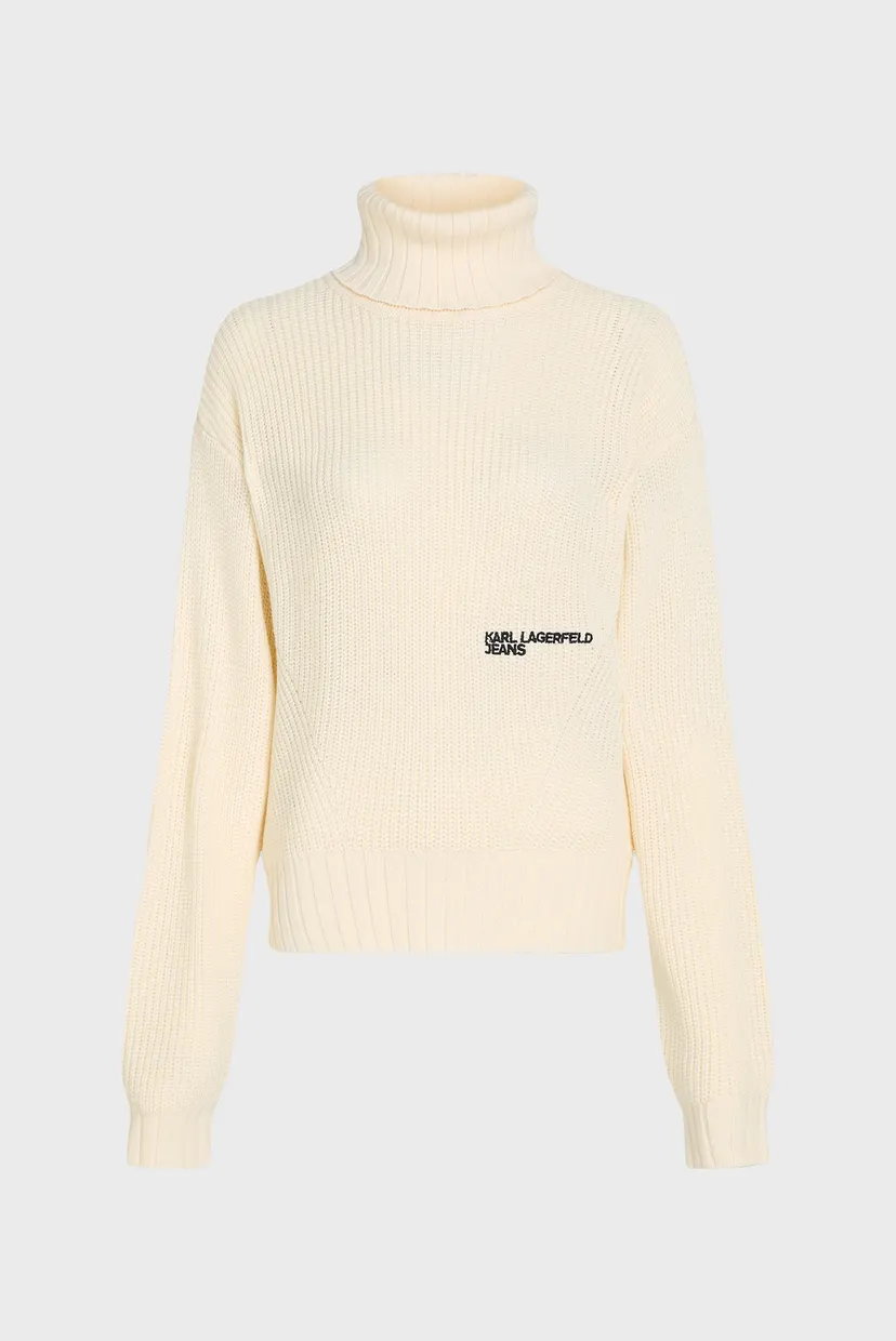 Женский белый шерстяной свитер oversized rollneck 6