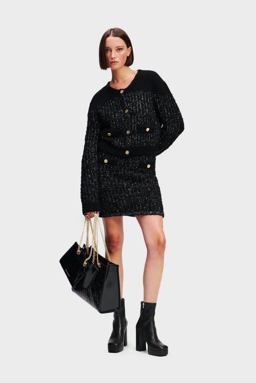 Женская черная твидовая юбка BOUCLE KNIT SKIRT 3