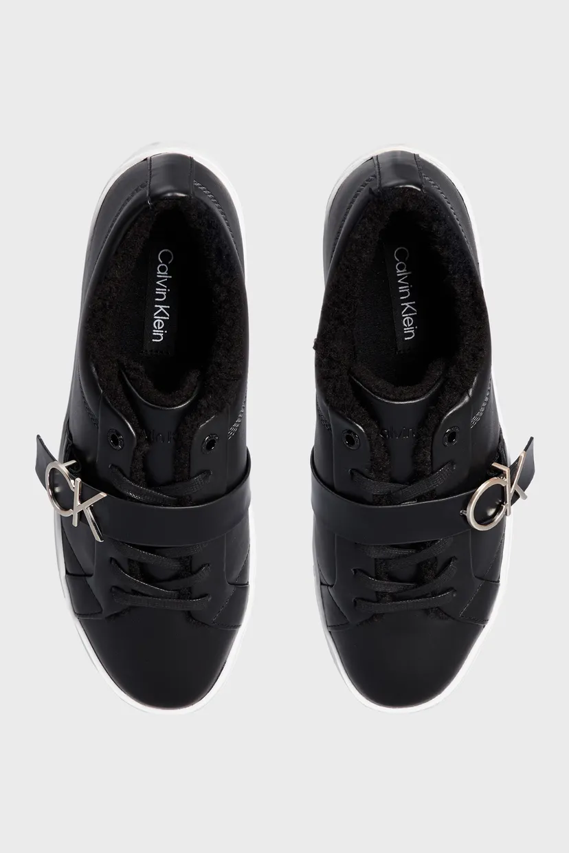 Женские черные кожаные сникерcы FLATFORM CUPSOLE LACE UP W/HW WL 4
