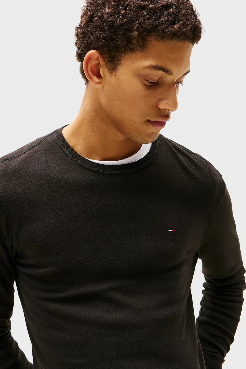 Мужской черный лонгслив TJM ORIGINAL RIB LONGSLEEVE TEE 4
