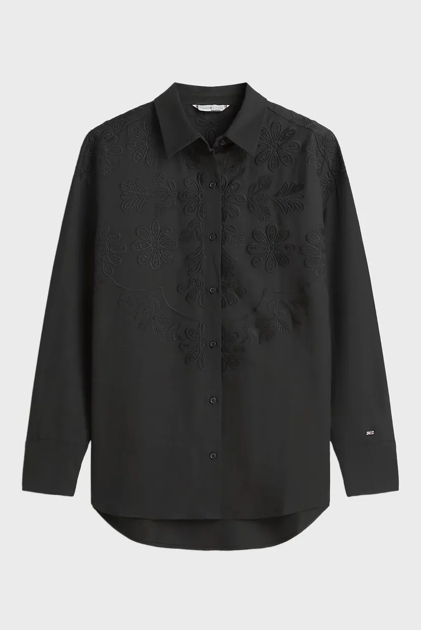 Жіноча чорна блуза EMBROIDERY MODERN FIT LS SHIRT 5