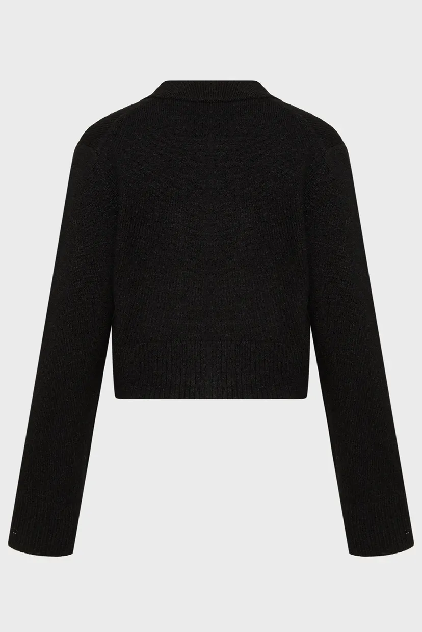 Жіночий чорний кардиган FLUFFY YARN SWEATER CARDIGAN 7