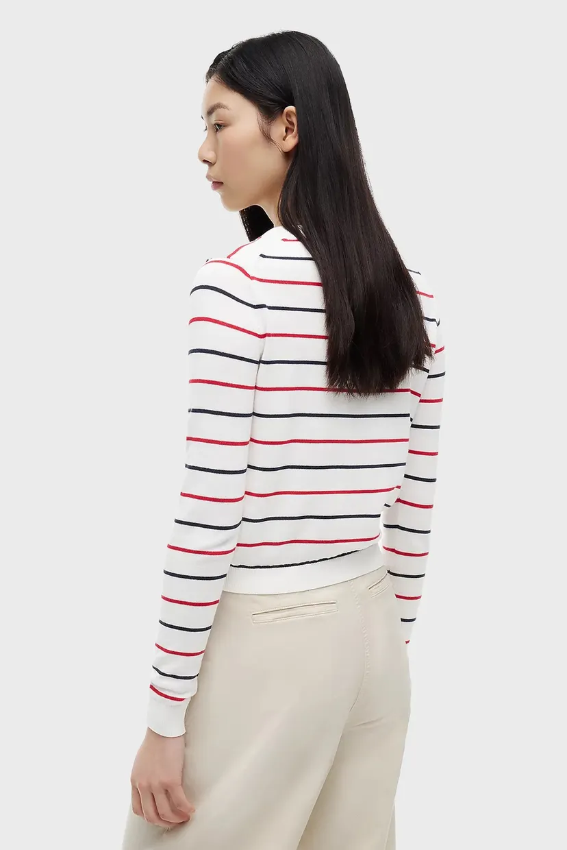 Женский белый кардиган в полоску ESSENTIAL CREW NECK CARDIGAN 3