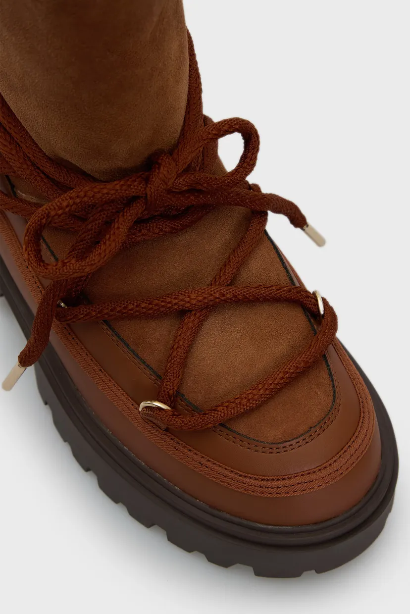 Жіночі коричневі замшеві місяцеходи REAL SHEARLING LACE-UP SNOWBOOT 4