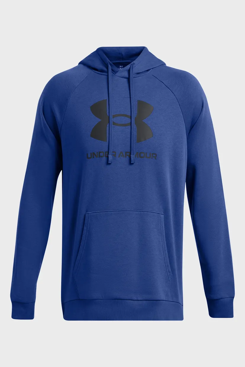 Мужское синее худи UA Rival Fleece Logo HD 4