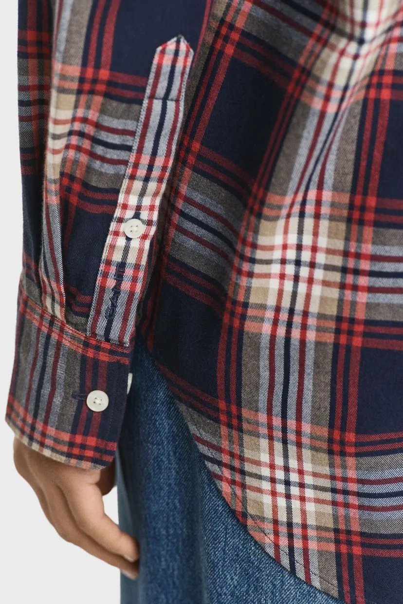 Женская темно-синяя рубашка в клетку FLANNEL 6