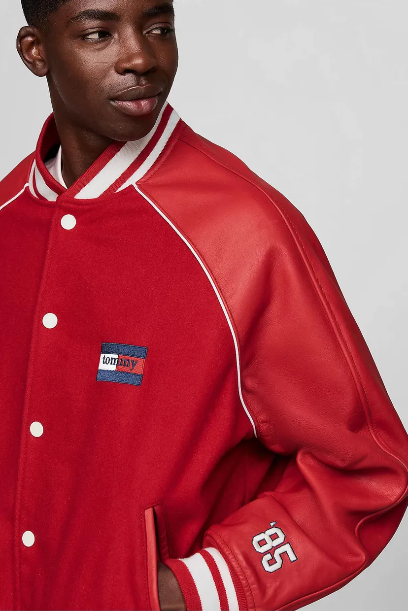 Красный шерстяной бомбер TJCU WOOL VARSITY JACKET (унисекс) 8