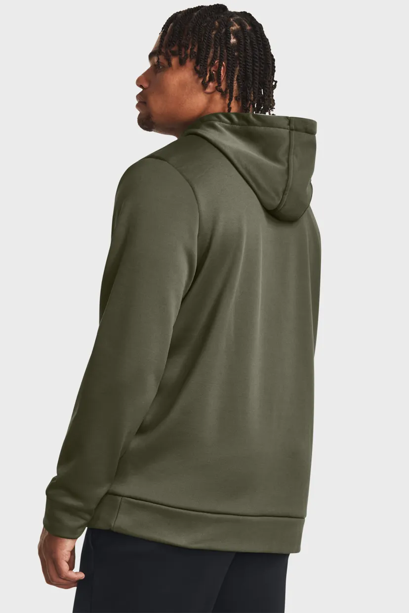 Мужское оливковое худи UA Armour Fleece Hoodie 3