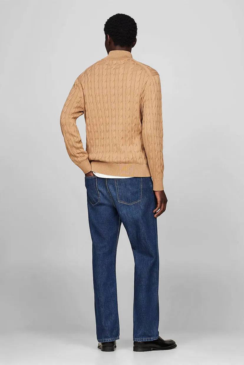 Чоловіча бежева кофта CLASSIC COTTON CABLE ZIP MOCK 3