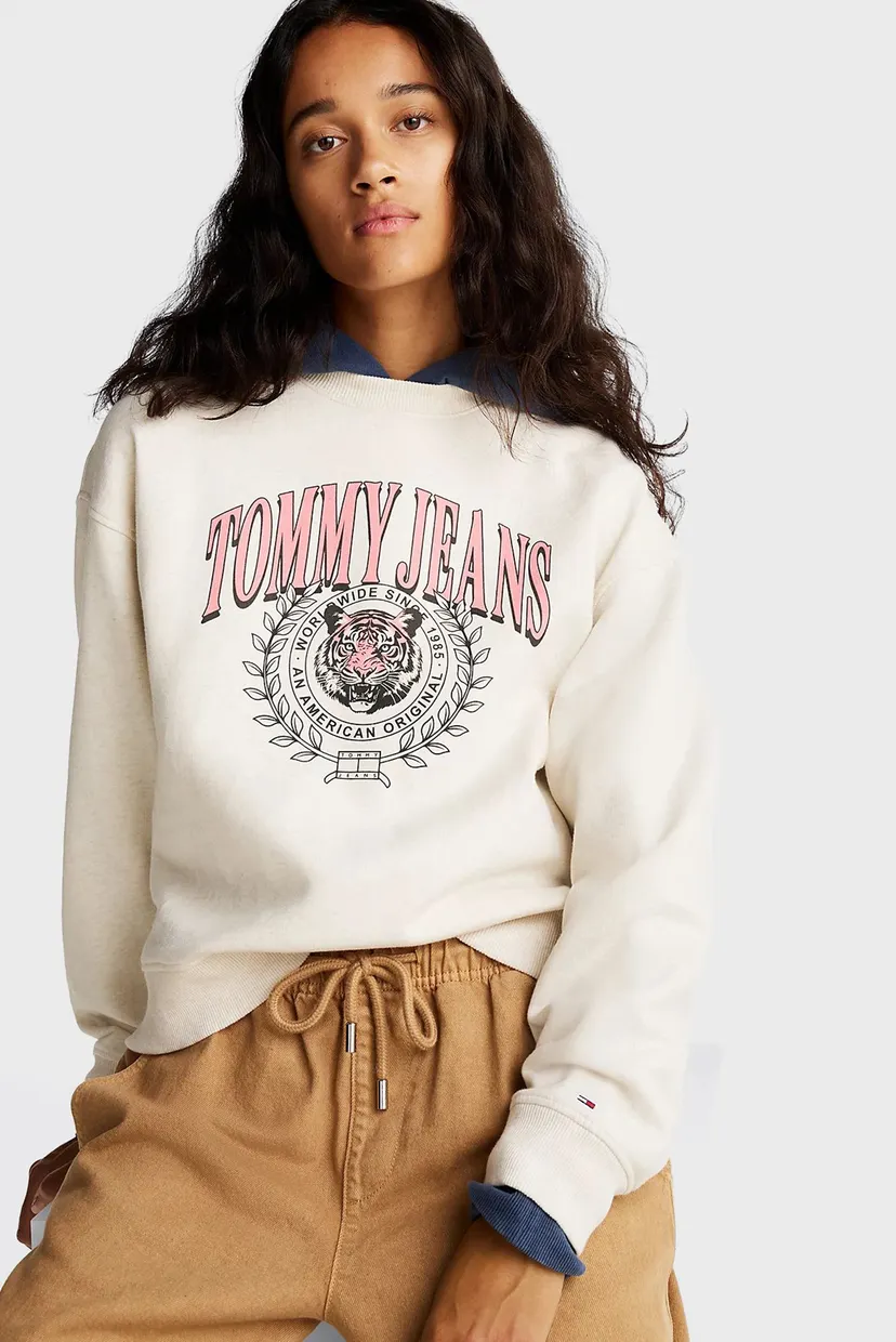 Женский бежевый свитшот TJW BOXY TIGER VARSITY CREW 4