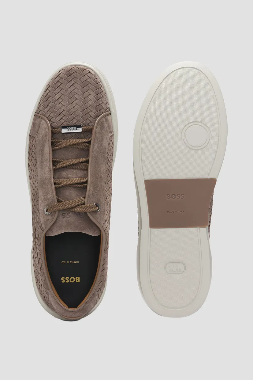 Чоловічі бежеві замшеві снікерси 3