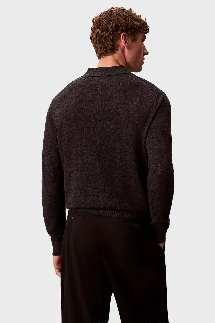 Мужское темно-серое шерстяное поло MERINO 3