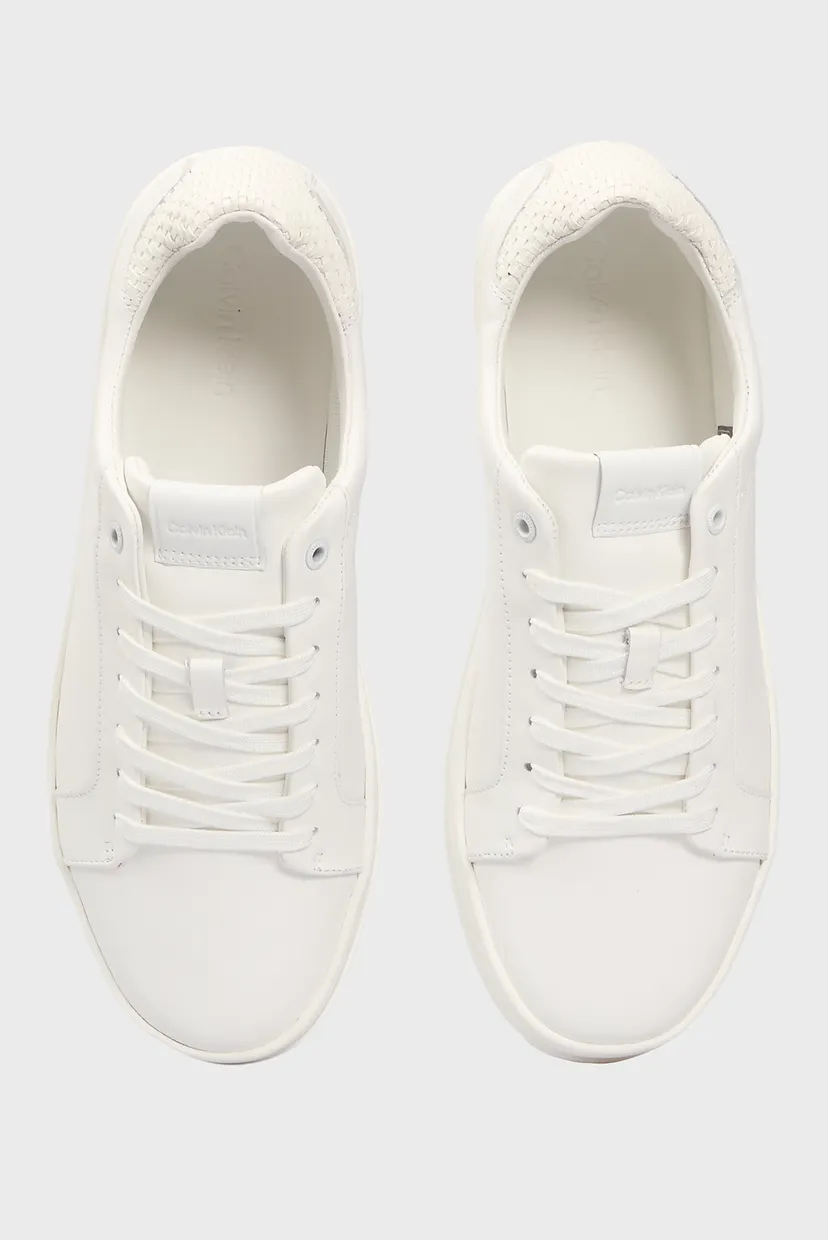 Чоловічі білі шкіряні снікерси LOW TOP LACE UP WOVEN 4