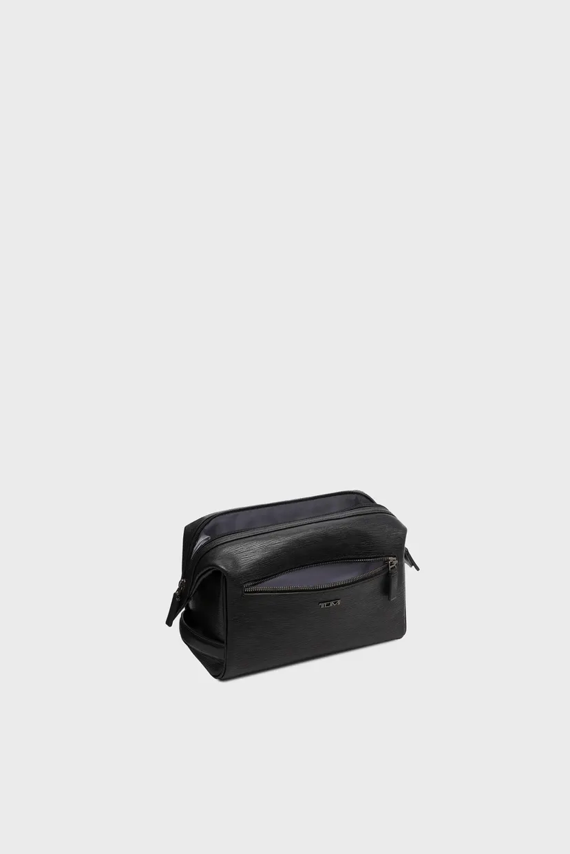 Черная кожаная косметичка TUMI TRAVEL 3