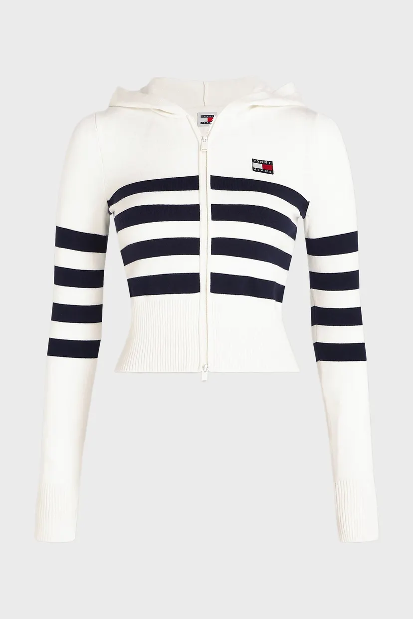 Жіноче біле худі у смужку TJW STRIPE ZIP THRU BADGE HOOD 5