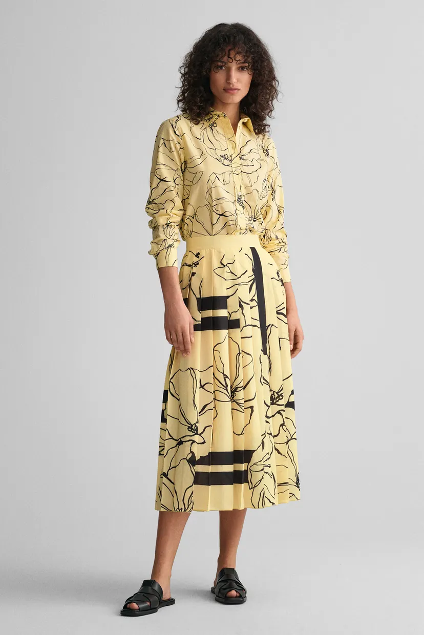 Женская желтая плиссированная юбка с узором LINE DRAWING PLEATED 3