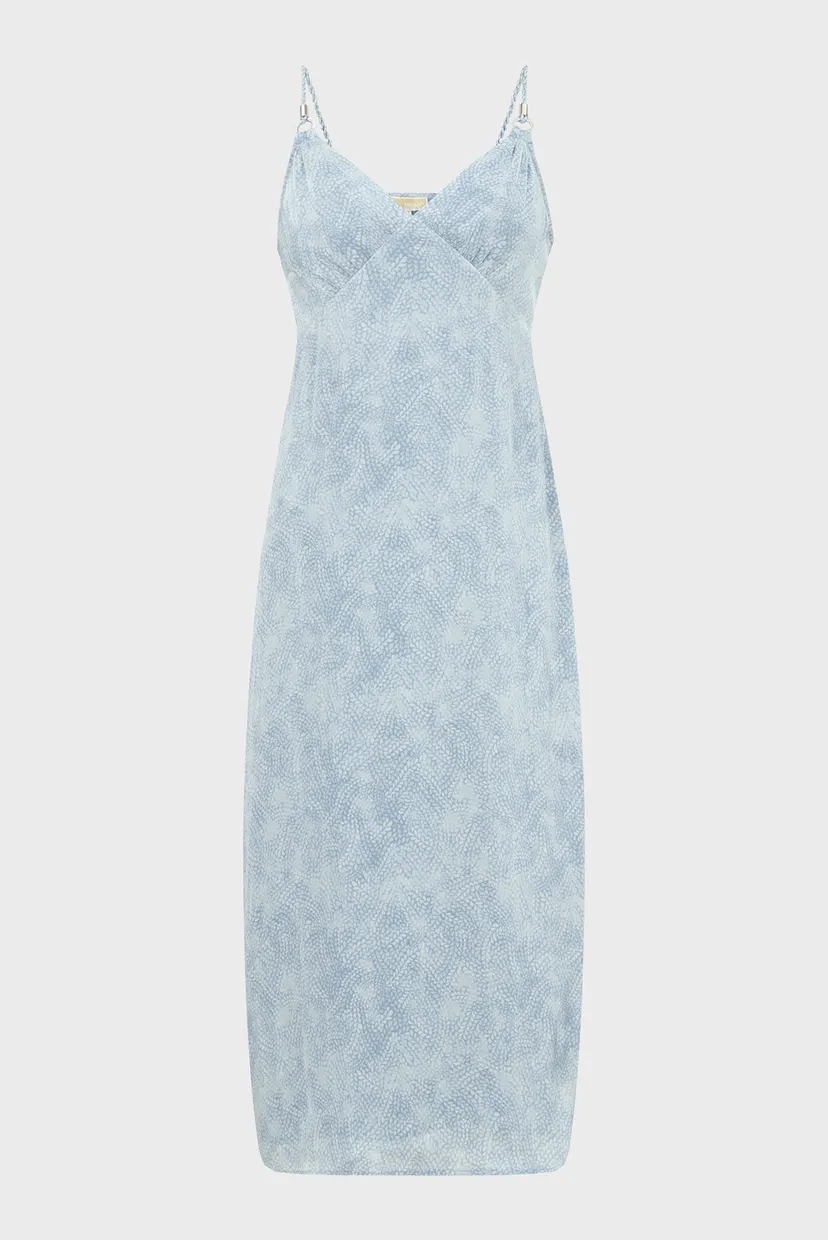 Жіночий блакитний сарафан з візерунком TONAL PETAL SLIP MIDI DS 5